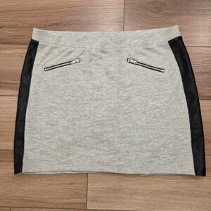 Women's Grey Black Faux Leather Panel Mini Skirt